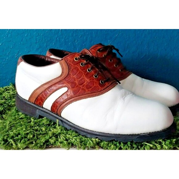 Florsheim Other - Florsheim Spikeless White/Brown Magneforce Golf Shoes Size 9.5 Men's